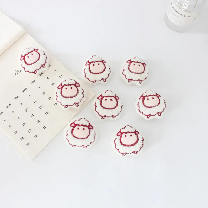 4PCS Cartoon plush cute little sheep brooch DIY Kawaii little Ram bag badge socks hat accessories children's clothing patch deco