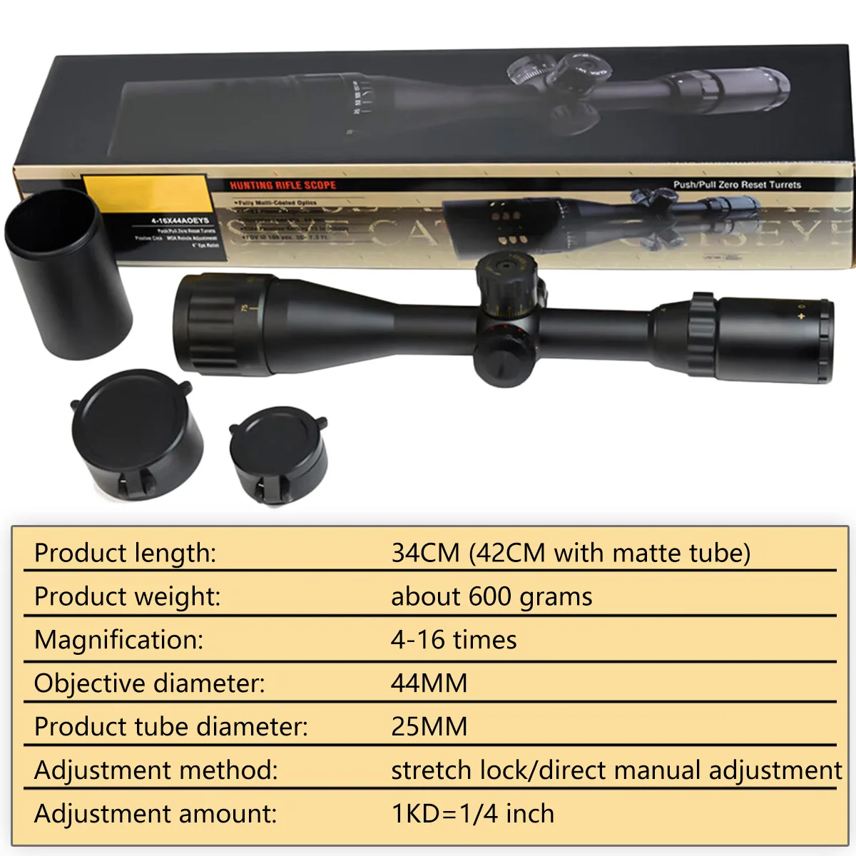 4-16 Tactical Crosshair Scope with Locking Red and Green Light Outdoor Hunting Telescope Suitable for 20MM K185 Pipe Clamp