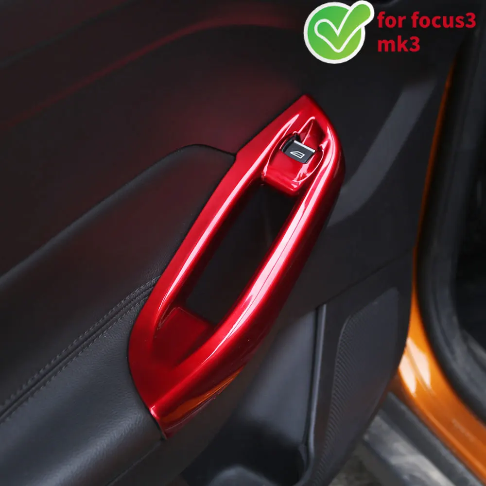 For Ford Focus 3 MK3 2015-2018 Car Door Interior Armrest Window Panel Decorative Sticker 4Pcs