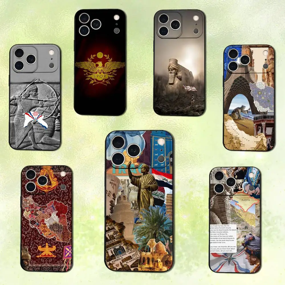 

Flag Art Great Assyrian Phone Case For iPhone 14,13,17,12,11,16,15,Plus,Pro Max,XS,X,XR,SE,Mini,Soft Silicone Black Cover