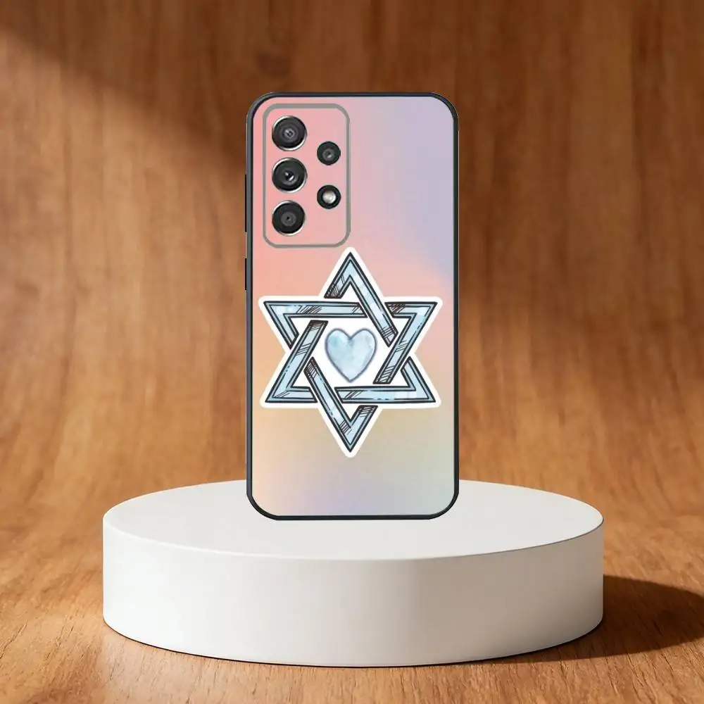 Magen David Phone Case For Samsung S25,S24,S21,S22,S23,S30,Ultra,S20,Plus,Fe,Note,10,9,5G Black Cover