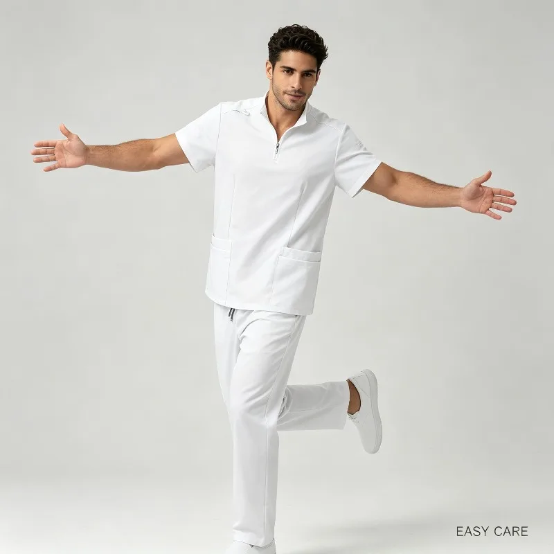 Doctor Nurse Uniform V-neck Top Clinic Daily Drawstring Pants Set Work Clothes Set