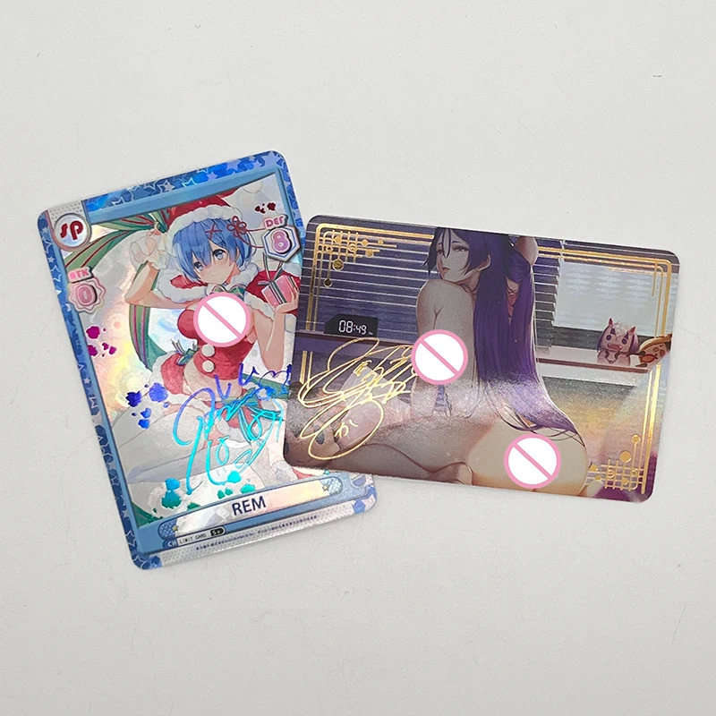 Anime Goddess Story Rem Ram Beelzebul fai da te firma fatta in casa flashcard collezione di giochi uomo sorpresa compleanno regali di natale