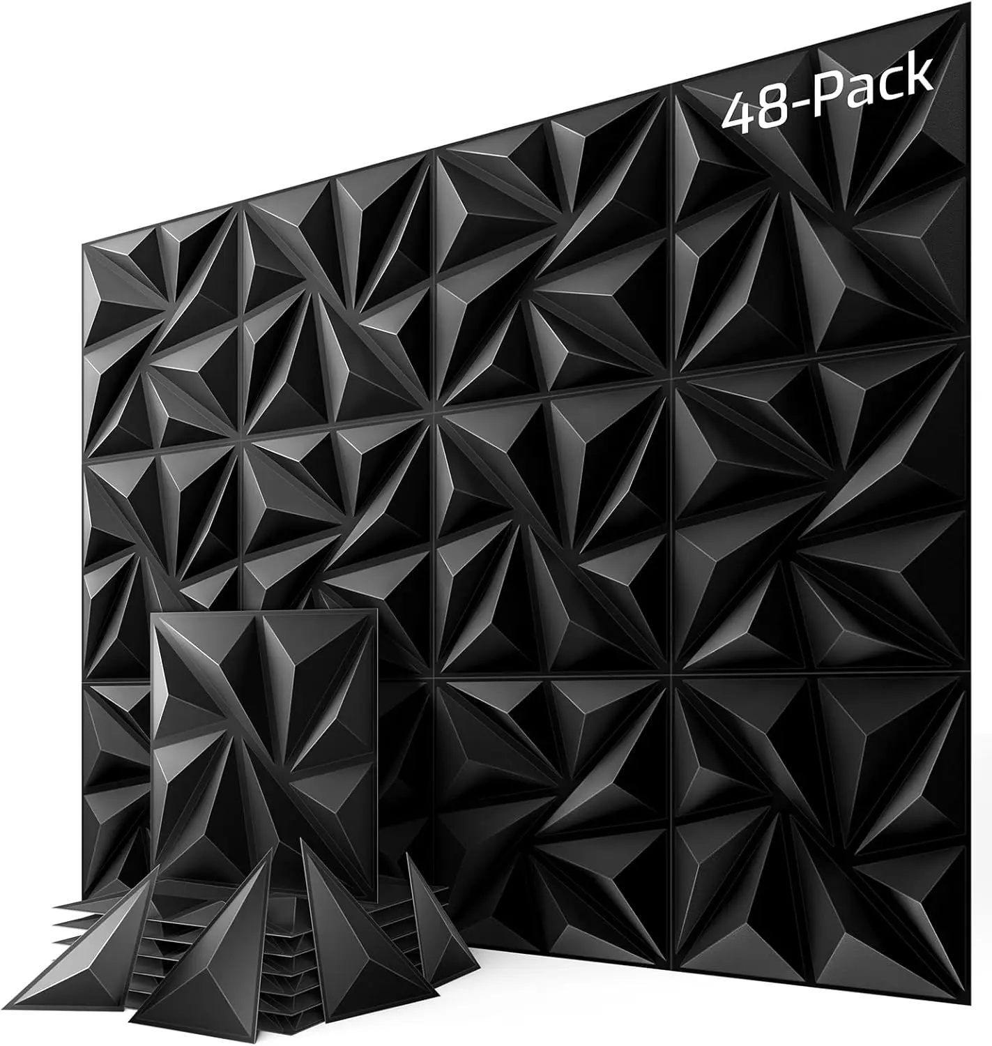 

48-Pack 3D Wall Panels 94"x70" Textured Geometric Design PVC Wall Tiles for Living Room Bedroom Bathroom Office Modern Decor