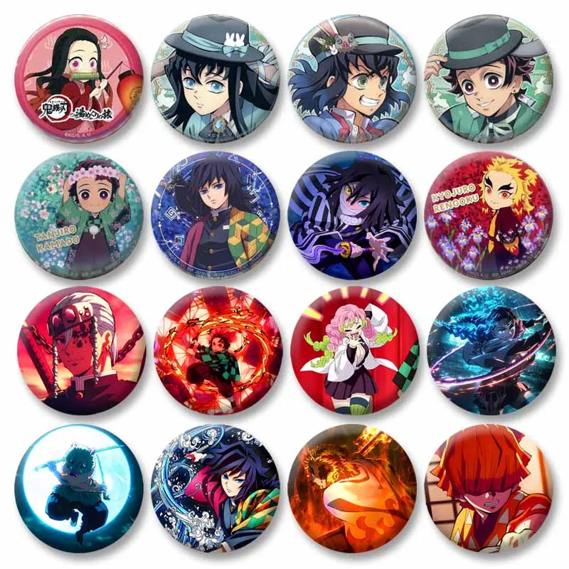 Anime Character Tanjiro Zenitsu Nezuko Meruem Icons Badge Cartoon Button Pin DIY Backpack Clothes Decoration Brooch Accessories