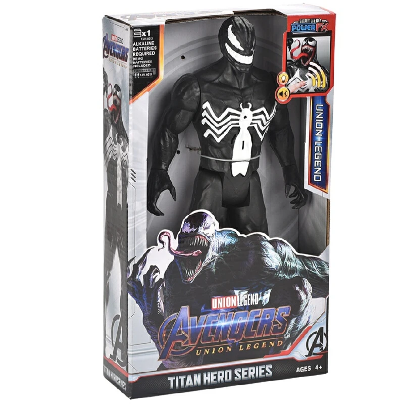 30cm Marvel Avengers Toy Venom Thanos Hulk Spiderman Iron Man Captain America Thor Black Panther With Sound And Light Action Toy
