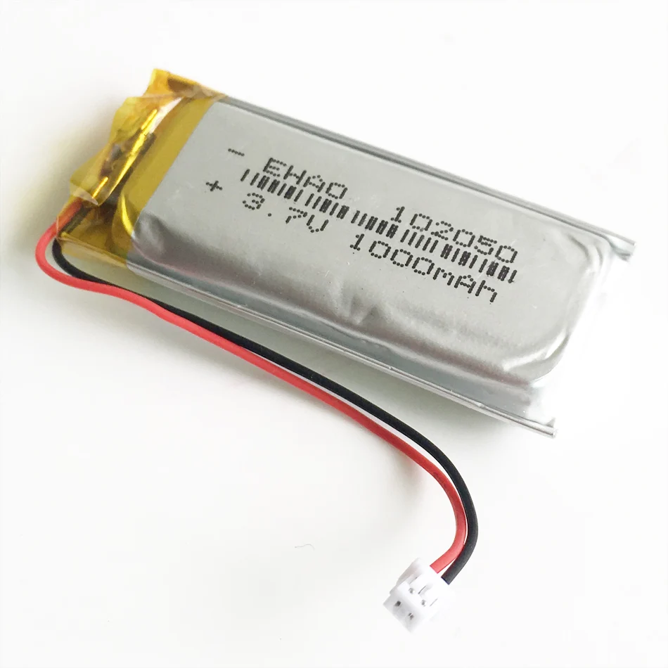 3.7V 1000mAh litowo-polimerowa Lipo akumulator 102050 JST 1.25mm 2-pinowa wtyczka do przewodowy mikrofon domowej KTV kamera GPS