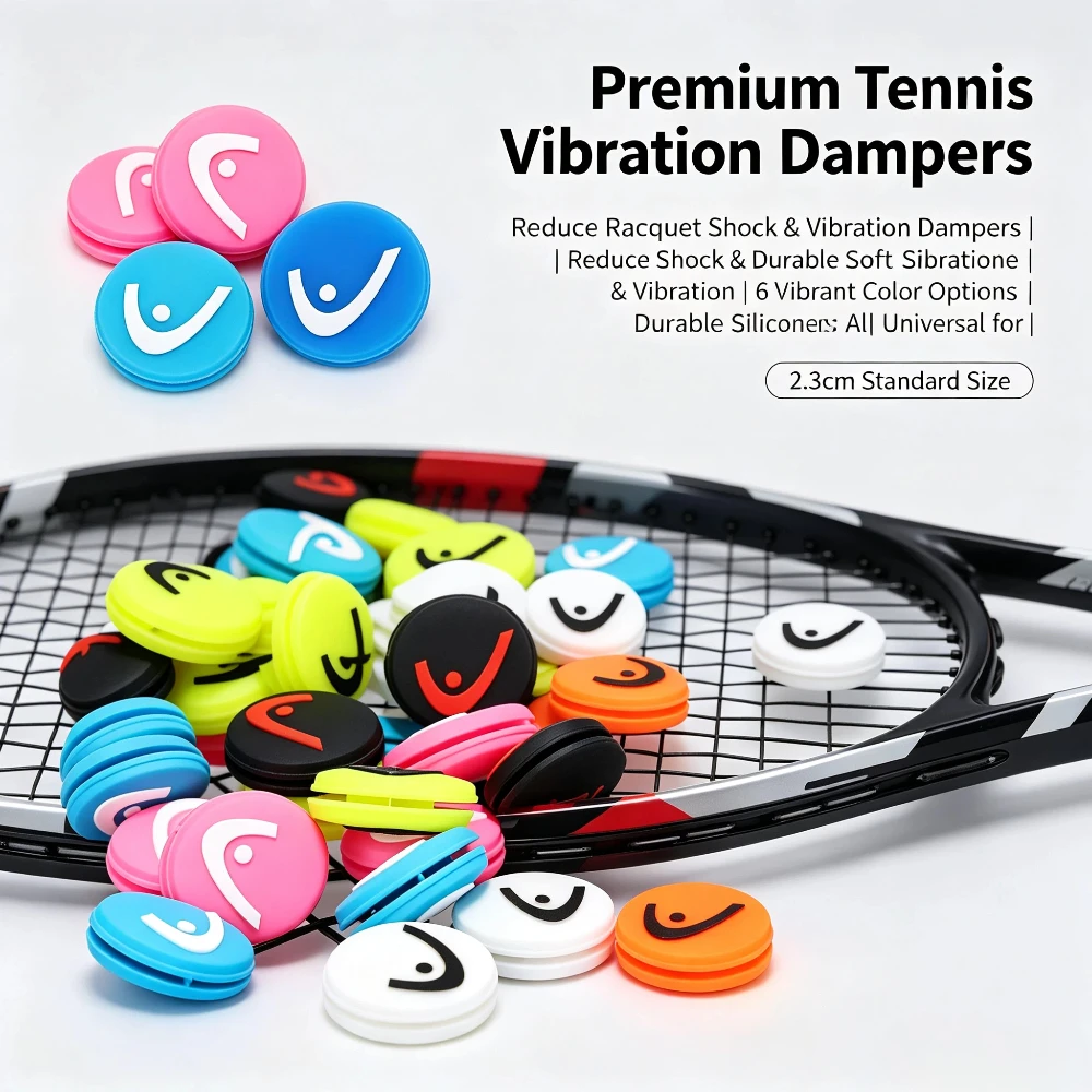Head Logo Tennis Vibration Dampener Silicone Shock Absorber Tennis Racket Damper Reduce Vibration Tennis Accessories For Trainin view 5