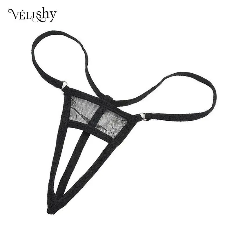 Women Sexy Open Crotch G-string Exotic Lingerie Female Mesh Thong Underwear Women\'s Low Waist Hollow Out Panties