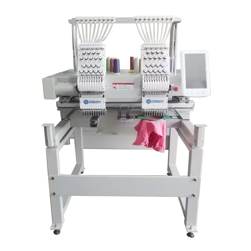Cotton Schiffli Flat Frame Thread India 2 Head 9 12 Monogram Seed Bead Tube Embroidery Machine Dahao A15 Pro for