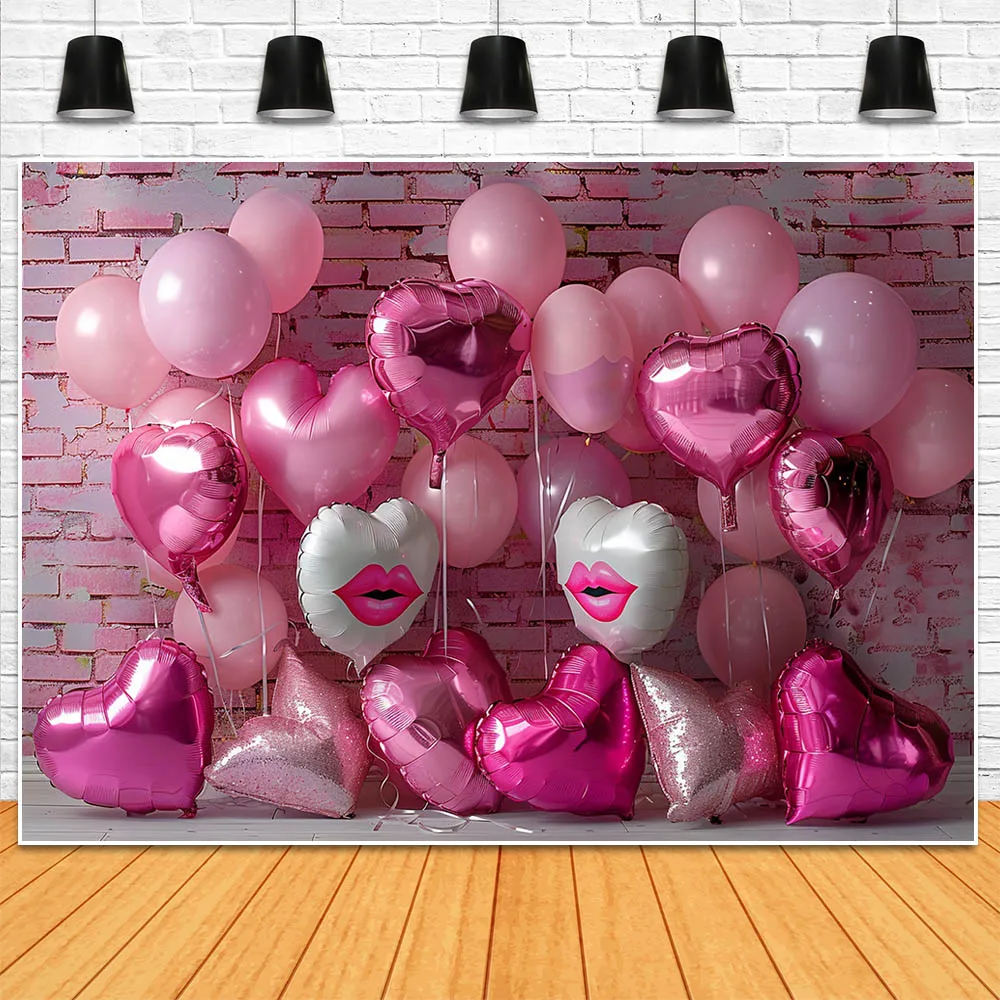 Mocsicka fotografia sfondo Graffiti muro di mattoni amore cuore palloncino rosa sfondo di san valentino bambino bambini servizio fotografico puntelli