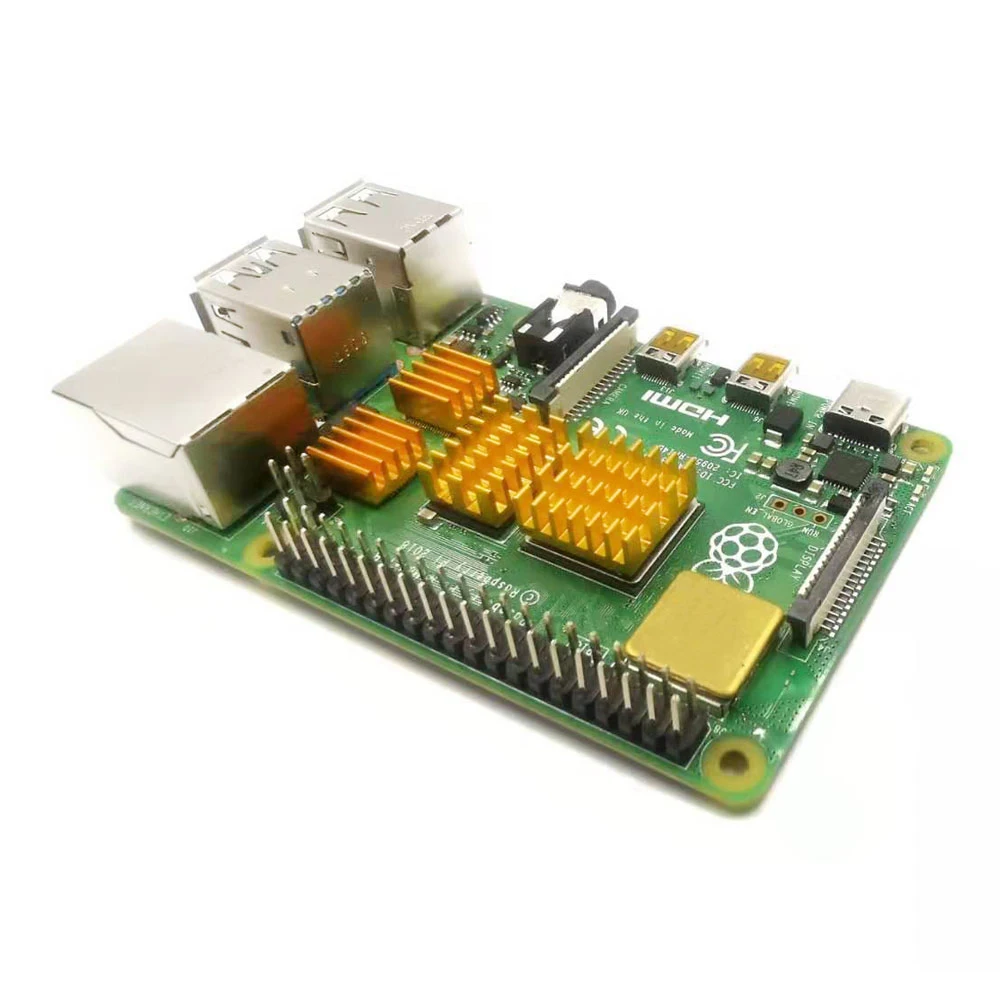 4 Pcs untuk Raspberry Pi 4B Shim Aluminium Radiator Pendingin Kit untuk Raspberry Pi 4 (Emas)