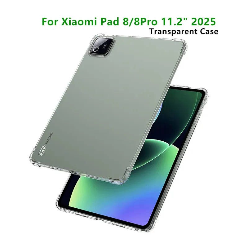 

Для Xiaomi Pad 8 11,2 дюйма 2025 Защитный чехол для Mipad 8 pad 8Pro 11,2 дюйма Утолщенная подушка безопасности Мягкий силиконовый прозрачный чехол из ТПУ