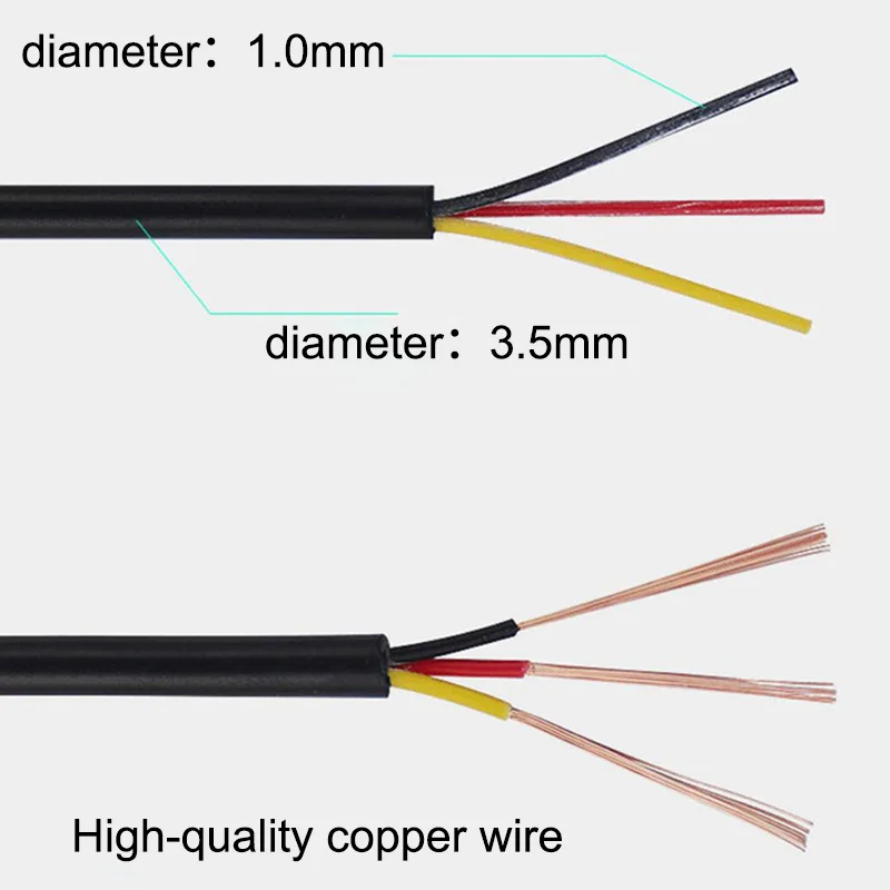 3 Core Copper Wire Cable Connector Power Cord Conductor Electric soft for DIY Led Strip Light Extension 24AWG 28AWG