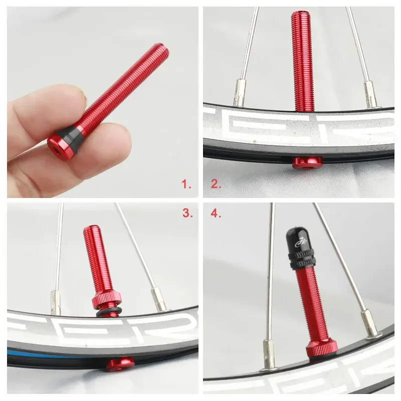 Deetount 2 buah katup Schrader A/V 40/60mm mesin CNC Anodized Nipple untuk pelek Tubeless sepeda jalan MTB