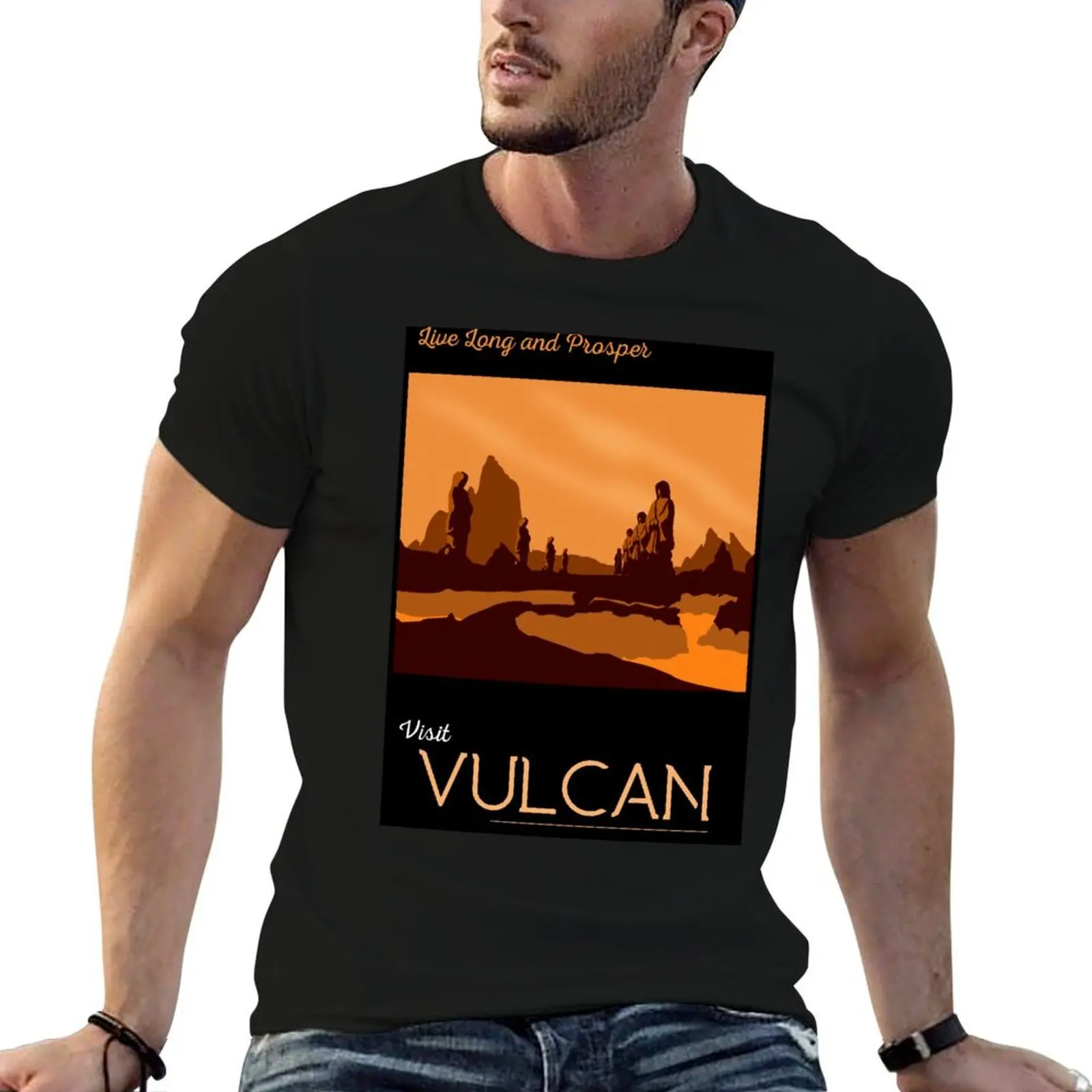 Vulcan Travel Poster T-Shirt customs design your own vintage graphic tee men t shirts