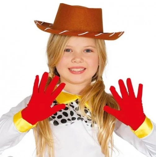 Red color children's lycra Pandomim gloves