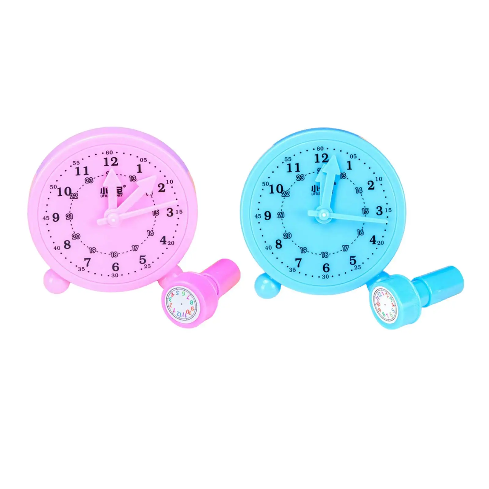 Children's Educational Clock Toy Creative Time Recognition Clock Stamp Set for Preschool Children Kids Classroom Not True Clock