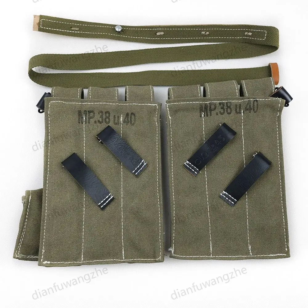 Upgraded MP38 WWII MP40 Magazine Case - Canvas Universal Bag - Triple-Waist Bag - Includes Simple Back Strap