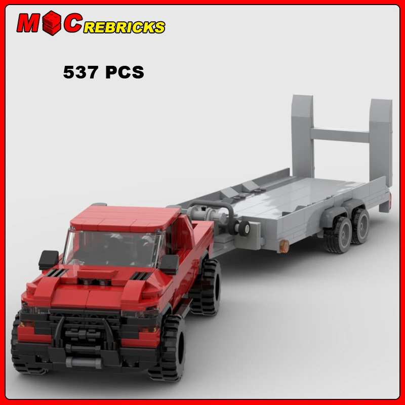 

MOC Transportation Series 2021 Ram 1500 TRX Vehicle Trailer Truck Model DIY Assembling Brick Building Block Boys Toys Kids Gifts