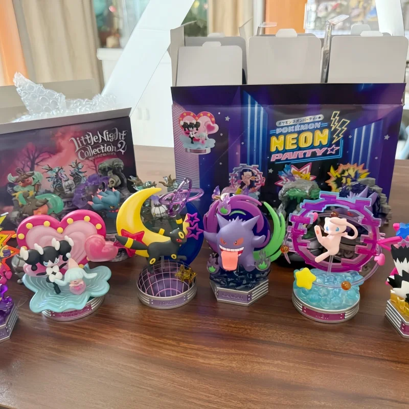 リーメントオリジナル在庫ありポケモンネオンパーティーブラインドボックスカラフルなテーブルオーナメントミステリー収集価値のある置物デスクトップ装飾ギフト