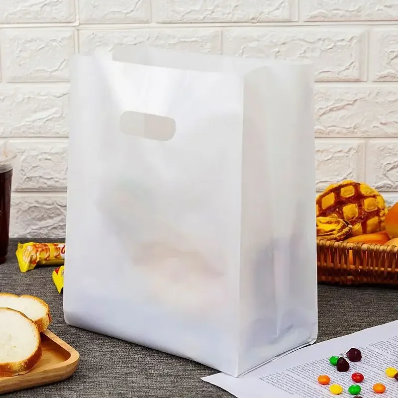 50 Stück Geschenktüten Boutique Candy Dessert Cake Takeway Verpackungsbeutel Merchandise Einkaufstaschen für einfarbige PE-Geschenkverpackungsbeutel – Detail 3
