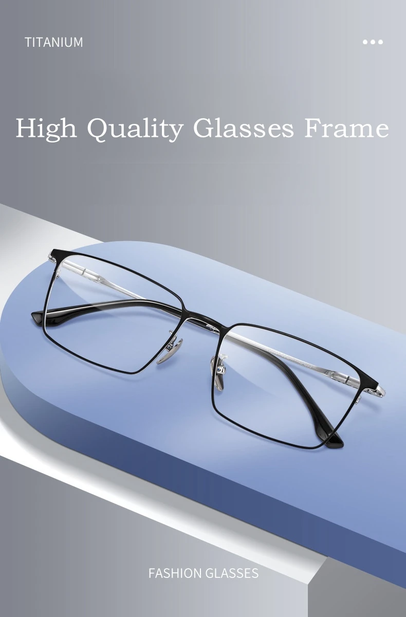 YIMARUILI Ultraleichte Business-Brille im Schlichten Luxus-Design, Retro-Quadratische Reintitan-Brillenfassung für Korrekturgläser, Herren – Detail 2