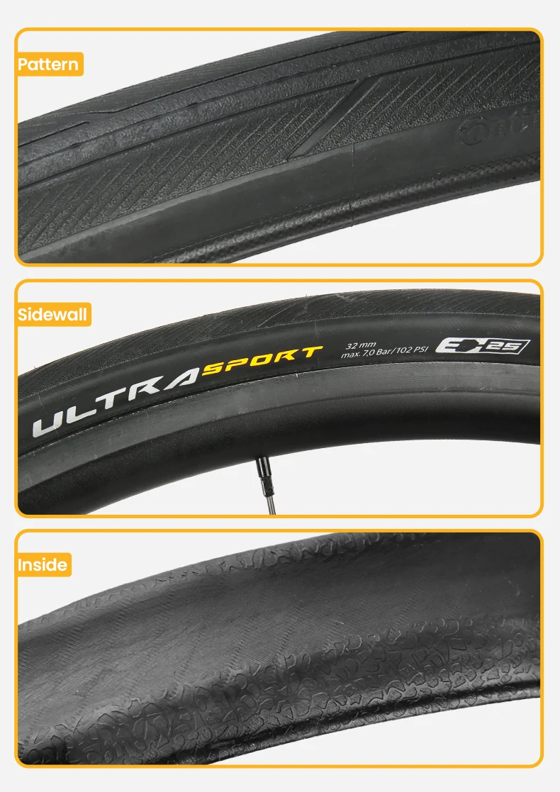 Continental Ultra Sport III Fahrradreifen 700 X 25C 28C 32C ULTRASport Nicht Faltbarer Fahrradreifen Drahtreifen 180 TPI – Detail 13