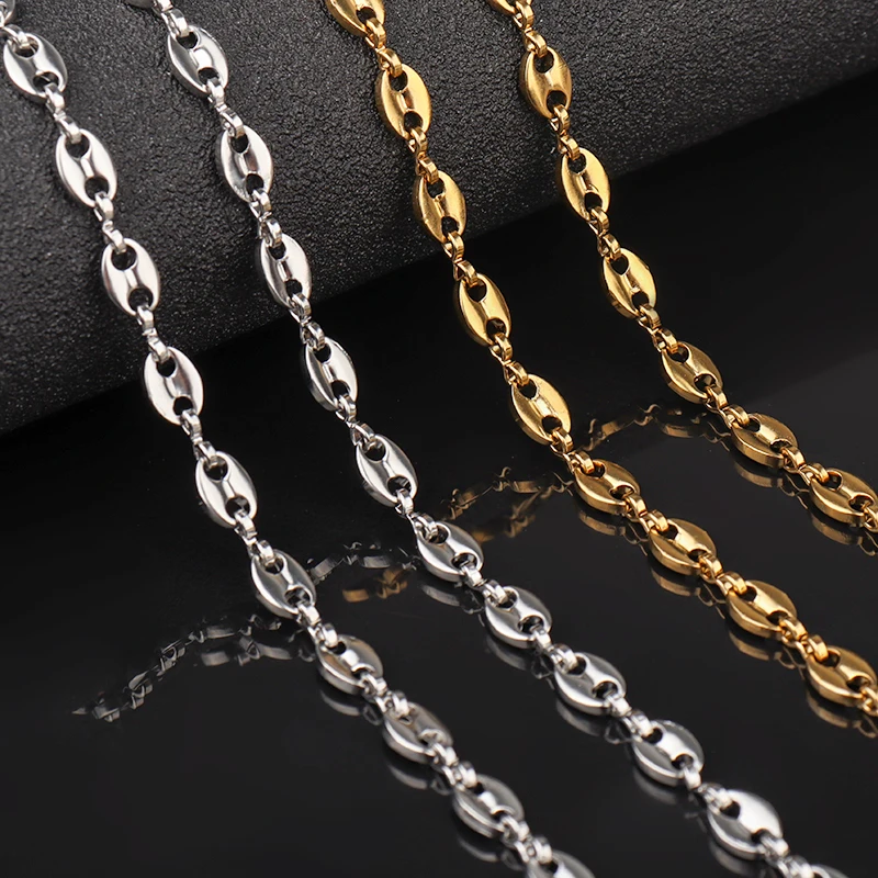 1 Meter Stainless Steel Coffee Bean Chains Trending Pig Nose Chains For Jewelry Making DIY Hip Hop Necklace Bracelet Accessories