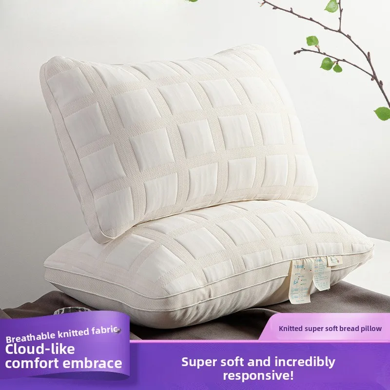 

Japanese style hotel high rebound pillow with non collapsing knitted fabric, soft and breathable adult neck protection pillow