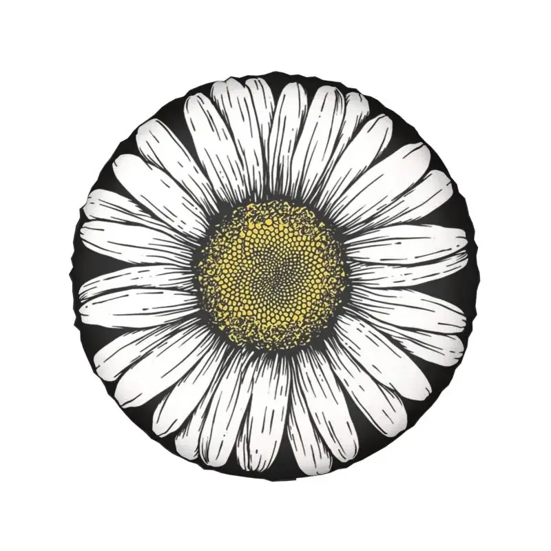 White Daisy Flower Spare Wheel Tire Cover for Honda CRV Jeep RV SUV Trailer Vehicle Accessories 14