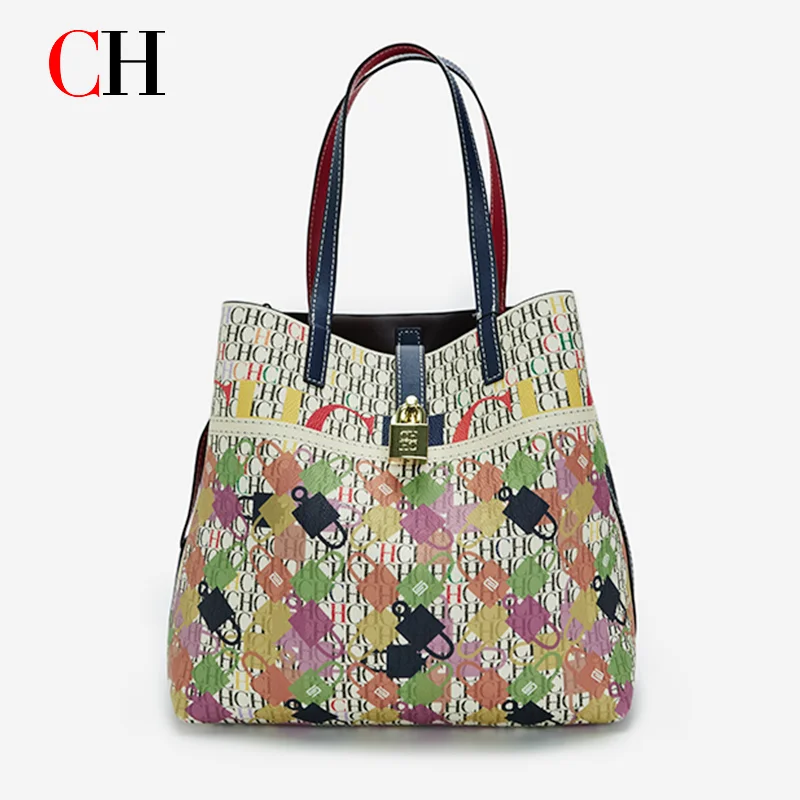 CH Women Large Capacity Printed Tote Bag Fashion Letter Pattern Handbag Casual Shoulder Crossbody Bag Ladies Shopping Travel Bag view 3