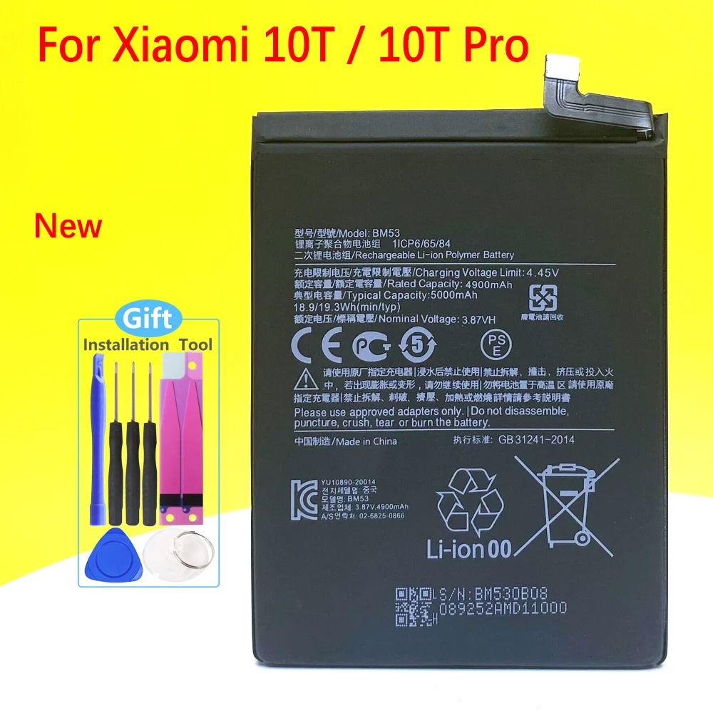 

NEW BM53 Battery For Xiaomi 10T/ 10T Pro Mi10T Smartphone/Smart Mobile Phone +Tracking Number