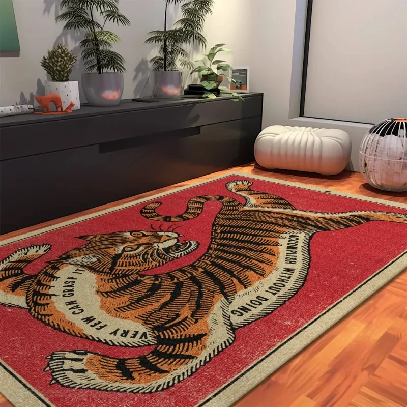 Carpet for Living Room Rugs Extra Large Bedroom Bedside Lounge Floor Mat Home Decoration Vintage Tiger Rug Ковер В Гостиную