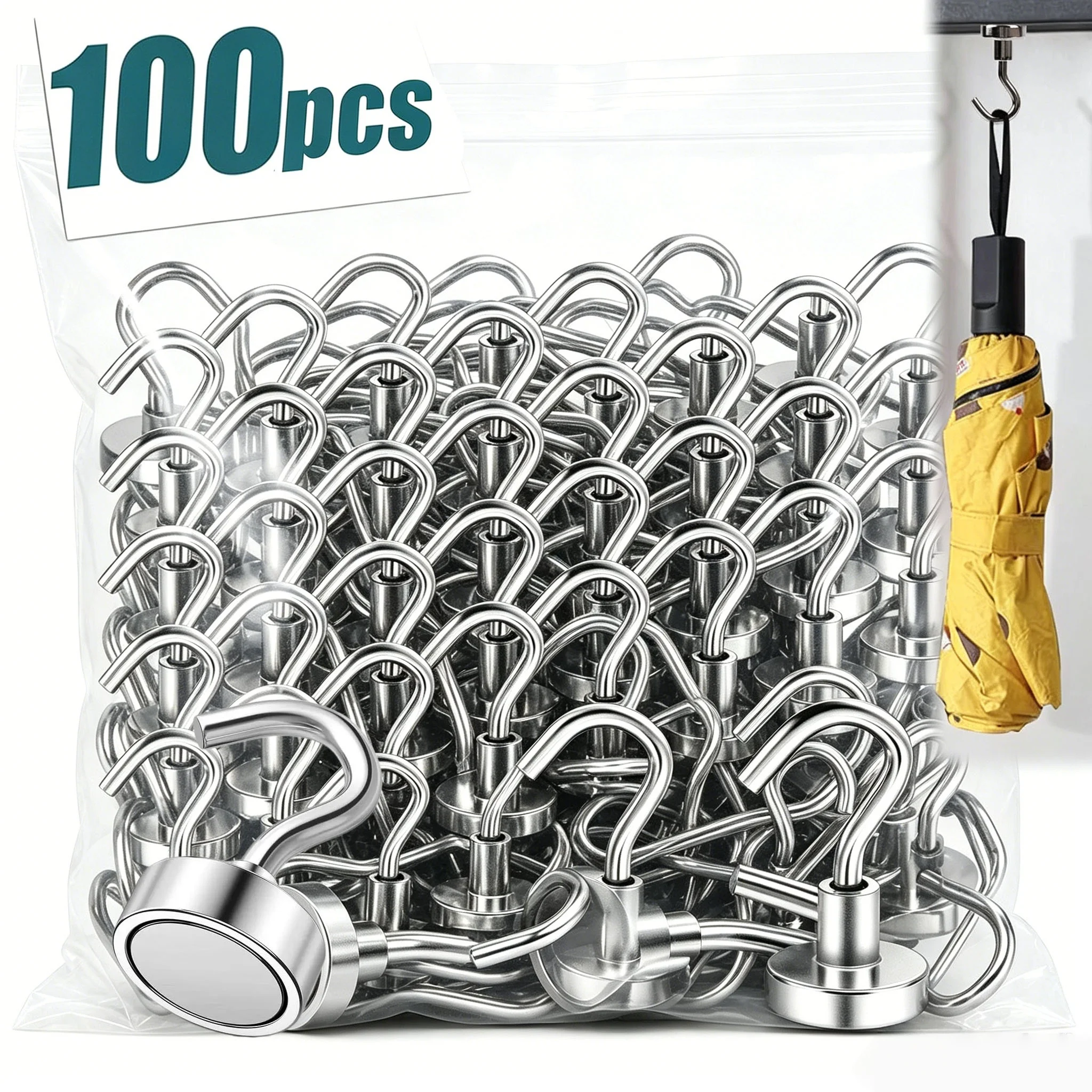 Image of Starke Magnethaken, robuste Magnethaken für Küche und Bar, magnetische Aufbewahrungshaken, Schlüsselaufbewahrungshaken, Mehrzweck-Magnethaken