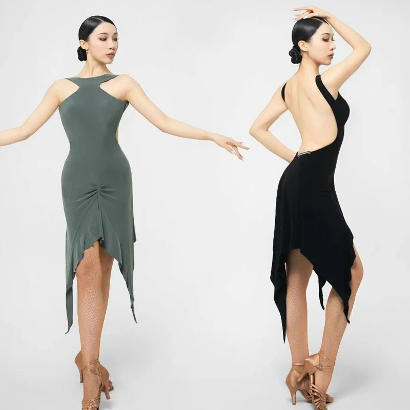 New Latin Dance Professional Dress For Women Sexy Backless Latin Dance Costume Adults Competition Dancing Dresses SL13052