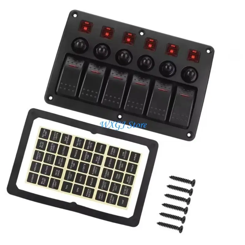 

37JE Rocker Switches Panel 12V 24V On Off Switches Panel with Light Sticker