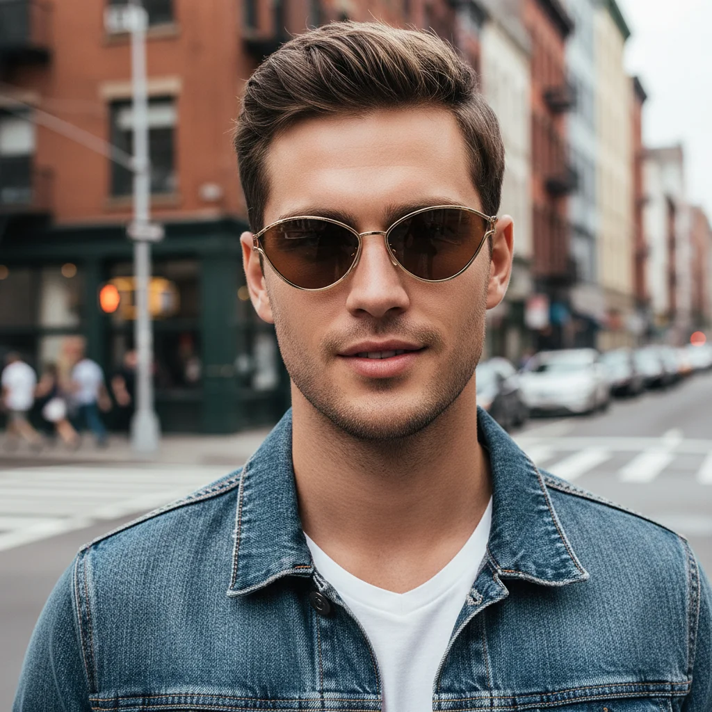 Modische Retro-Sonnenbrille mit ovalem, dünnem Metallrahmen – UV-Schutz für das Autofahren, Sonnenbrille8902