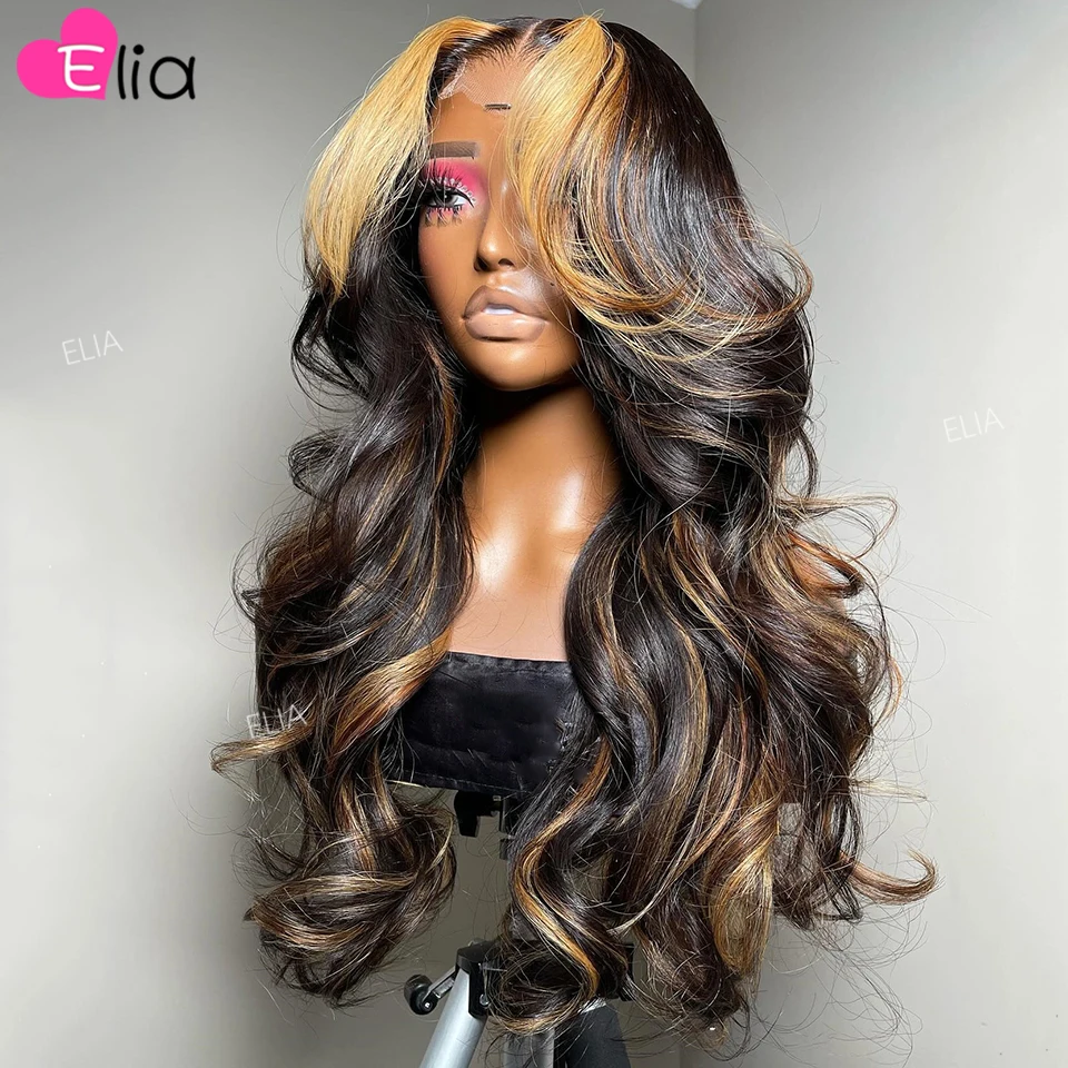 High Quality Human Hair Wigs Highlight Blonde Lace Frontal Wigs 13x4 Lace Front Human Hair Wigs Body Wave Closure Wig Elia Hair