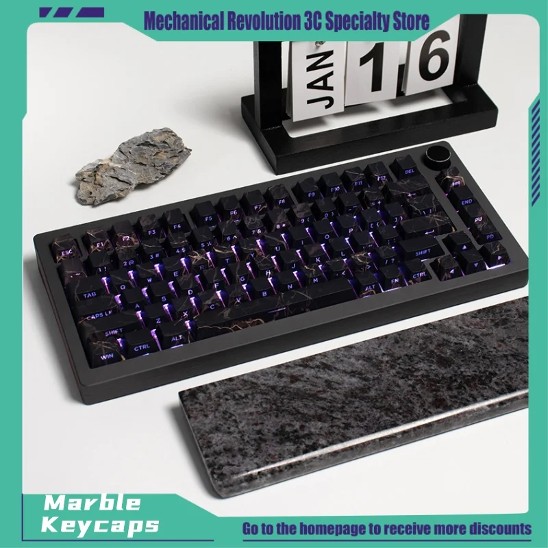 131 Key Marble Keycaps Cherry Profile Pbt Thermal Sublimation Mechanical Keyboard Key Caps Side Transparent Multi-Color Optional