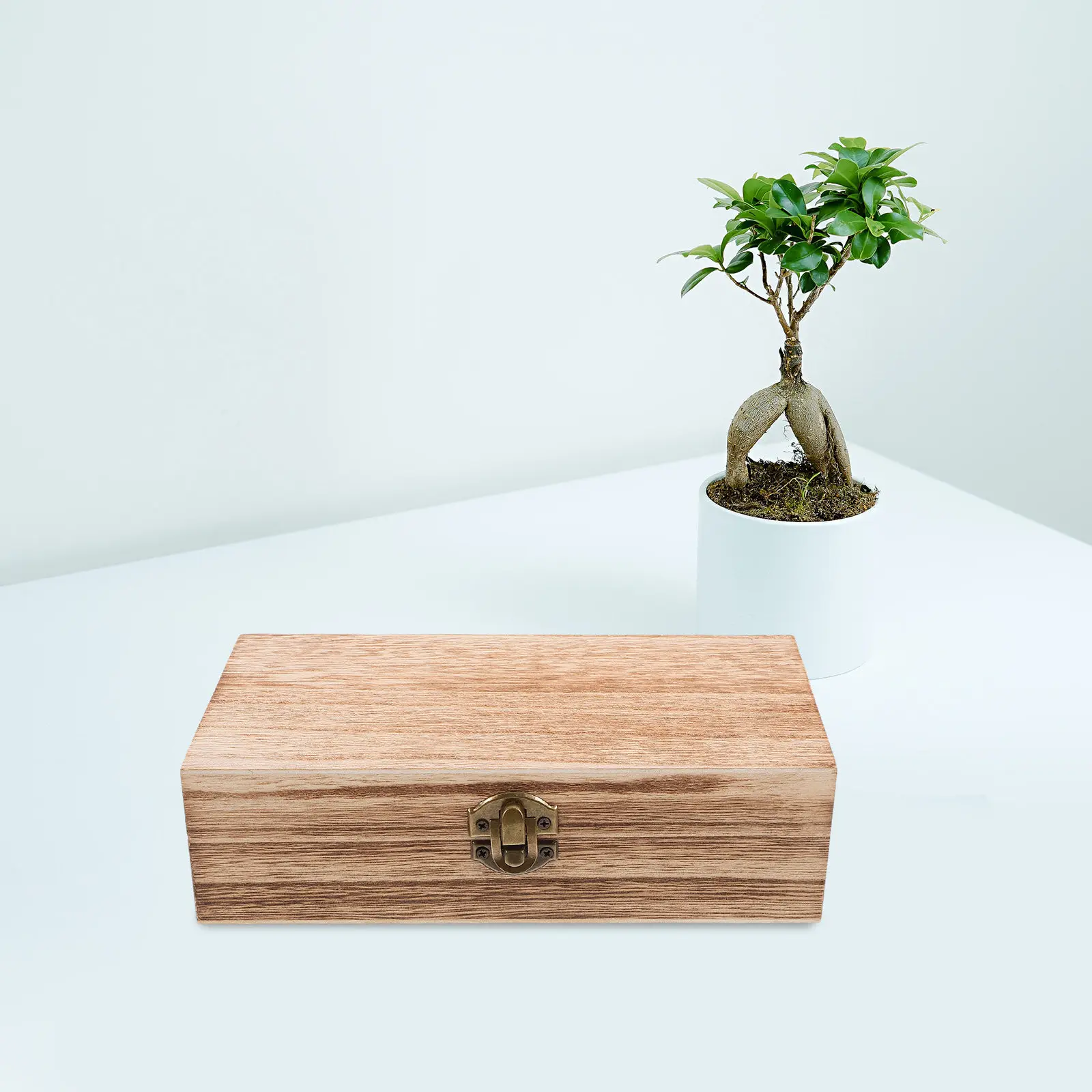 

Long Rectangle Jewelry Box Wooden Storage Case For Rings Earrings Keys Candies Vintage Style Small Trinket Organizer With