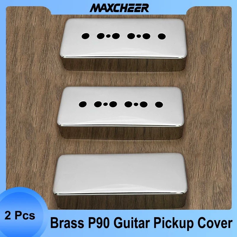 2Pcs Brass Cover for P90 Style Pickup 85.5x34.5mm Lid/Shell/Top 6 Hole/Sealed Cover 50/52 Chrome