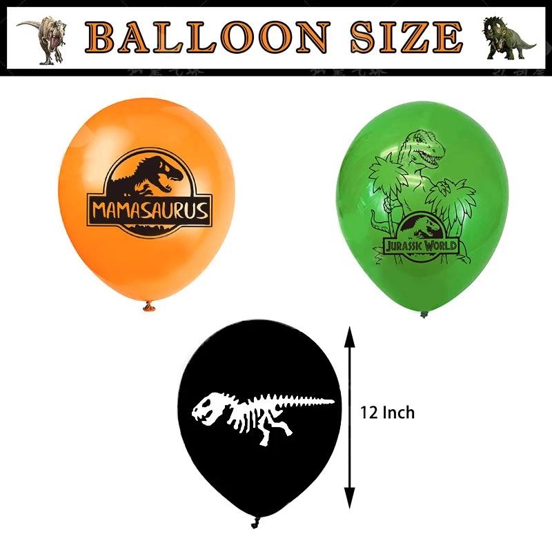 Globos de dinosaurio para fiesta de cumpleaños de niños, 10 piezas, Mundo Jurásico, animales de la selva, bolas de látex, decoración, Baby Shower