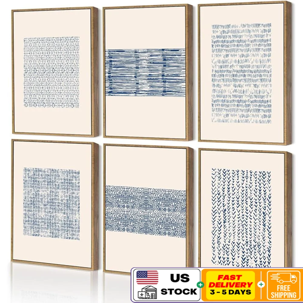 

Bohemian Geometric Abstract Canvas Prints Framed Wall Art Set of 3 Minimalist Decor UV Resistant Waterproof Easy Hanging