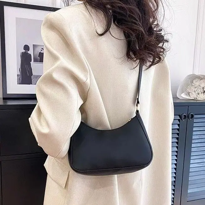 Trendy Minimalist Faux Leather Shoulder Bag Women's Small Crescent Crossbody Bag in Multiple Colors Perfect for Daily Casual Use