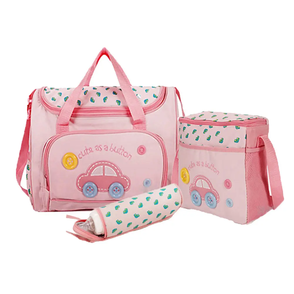 

4-in-1 Car Pattern Large Capacity Mummy Bag Set Diaper Changing Feeding Bottle Baby Nursing Bag Multi-Function Travel