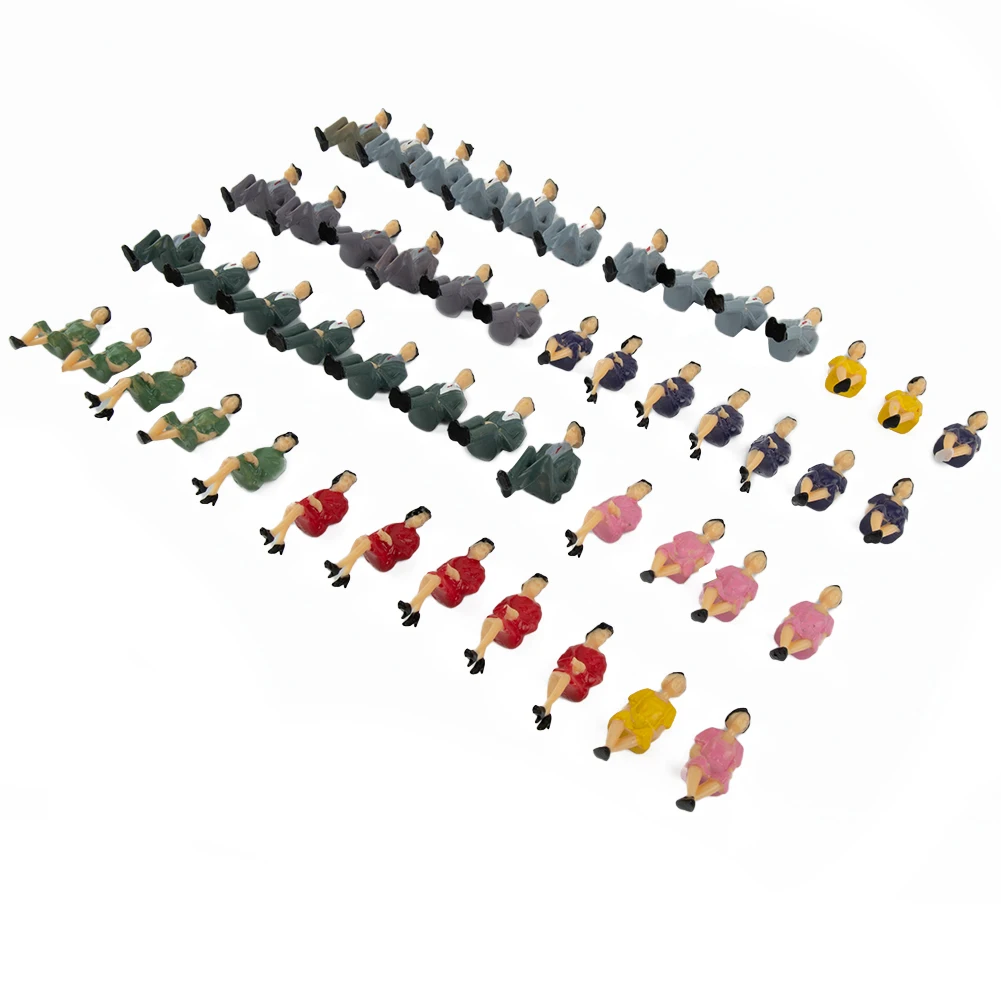 50pcs Sitting Plastic Figures Plastic Multicolor Figures Decorative Architectural Model 1:32 Miniature People Accessories