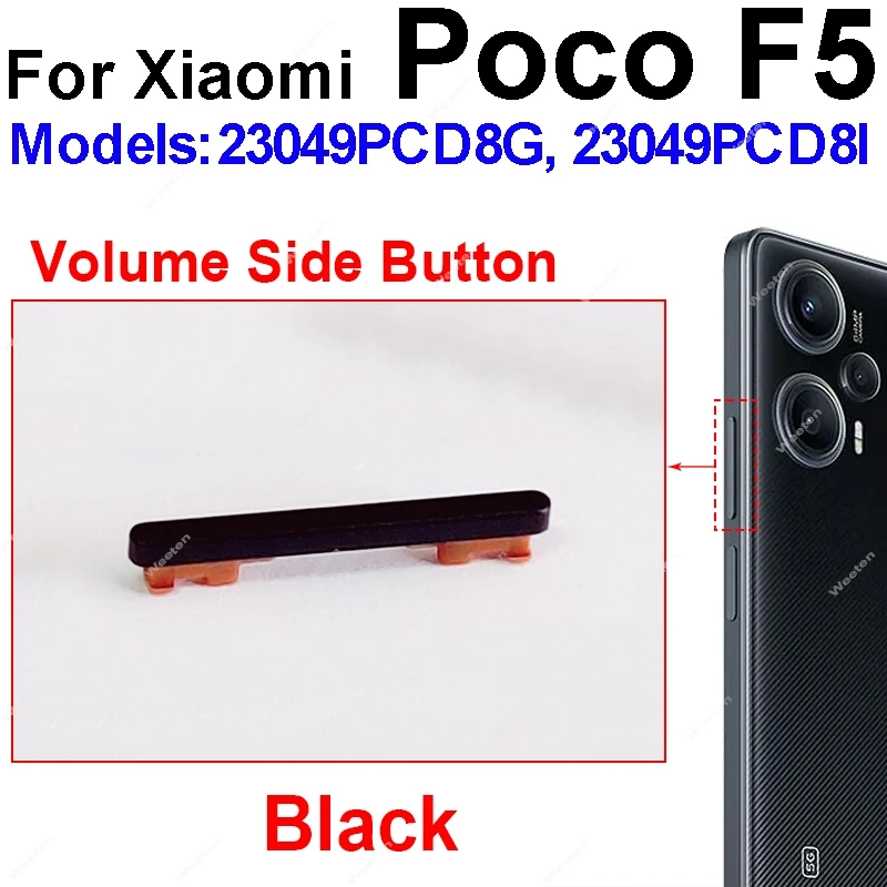 Power Volume Buttons For Xiaomi Poco M5 M5s F5 Pro On Off Power Volume Audio   Small Side Keys Repair Parts