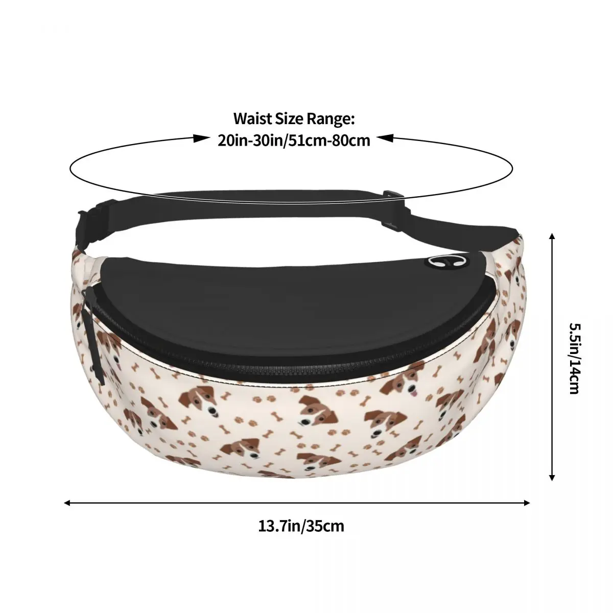 Jack Russell Terrier Dog Bones Fanny Pack Men Women Fashion Animal Crossbody Waist Bag for Running Phone Money Pouch