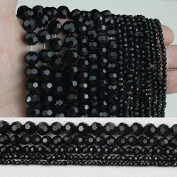 Austrian Crystal Faceted Black Ball Bead Glass Loose Spacer Beads For Jewelry Bracelets Earrings DIY Accessories 3/4/6/8/10mm